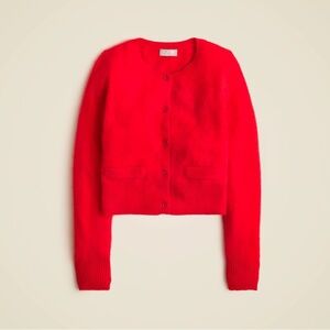 Jcrew Brushed Cashmere Red Cardigan Size S - like new!